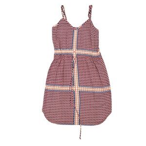 GLAM Geometric Print Sleeveless Mini Dress Orange Lightweight V-Neck Small